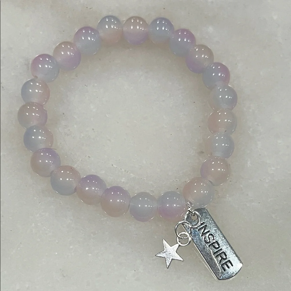 Pastel Beaded Bracelet with Silver Charm